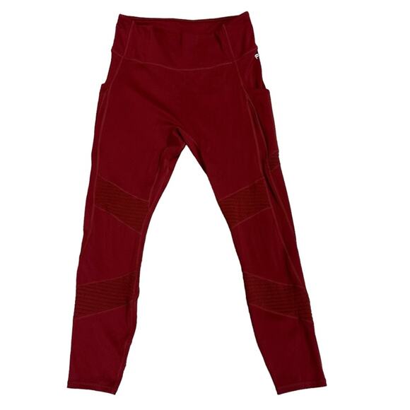 Fabletics Anywhere Motion365 High Waisted Moto 7/8 Leggings Size Large Burgundy - Picture 1 of 8